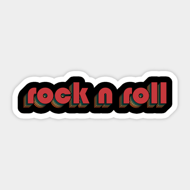 Rock N Roll - Retro Rainbow Typography Style 70s Sticker by susugantung99